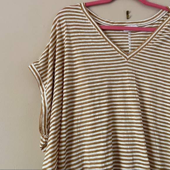 Talulah• orange white striped oversized top vneck boho style - Picture 3 of 6